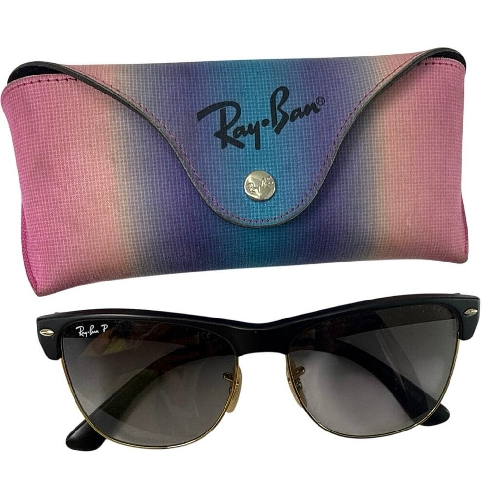 Ray-Ban RB4175 Clubmaster Oversized Polarized Sunglasses Black Gold 57mm